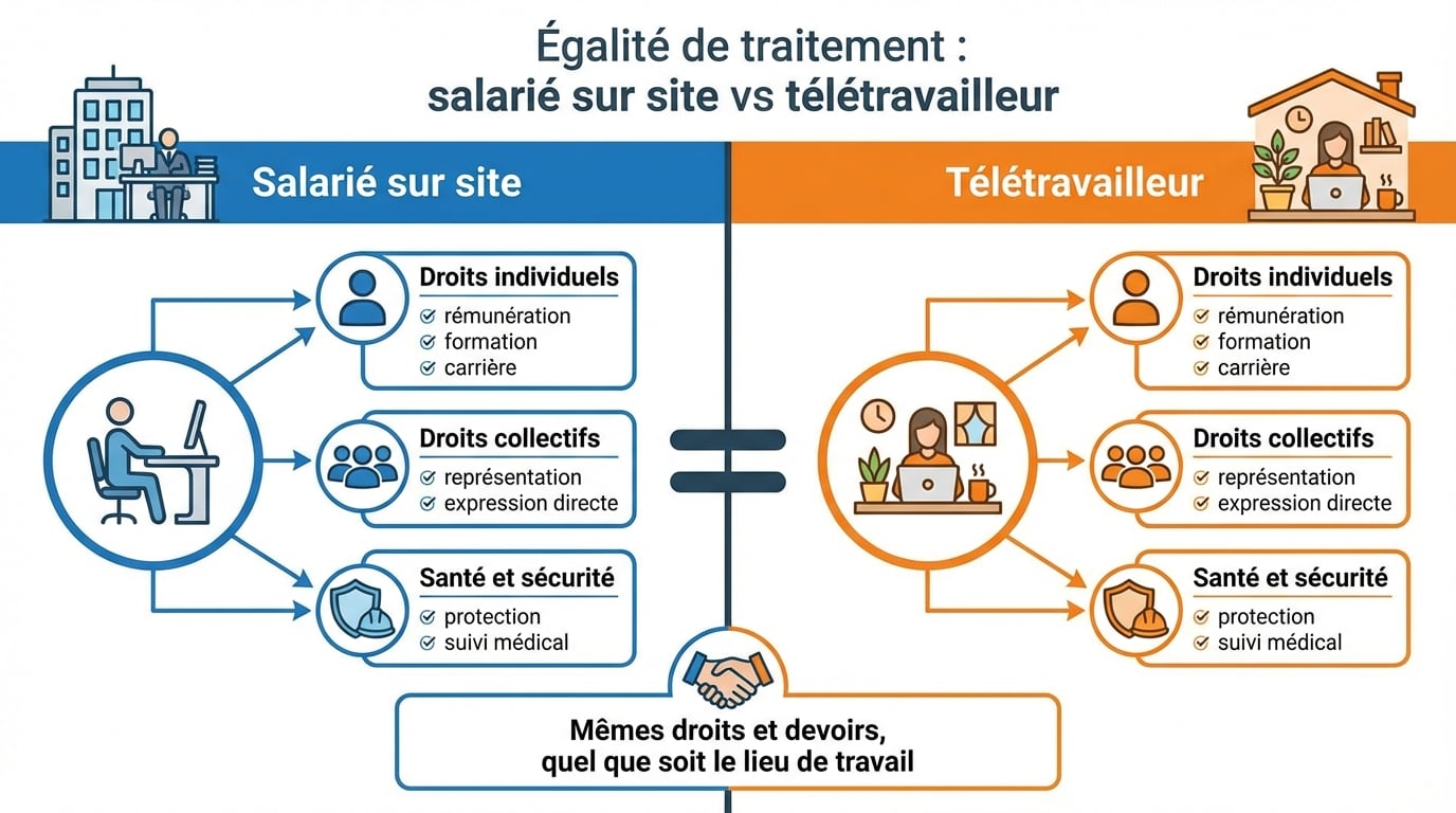 Égalité de traitement : Salarié sur site vs Télétravailleur