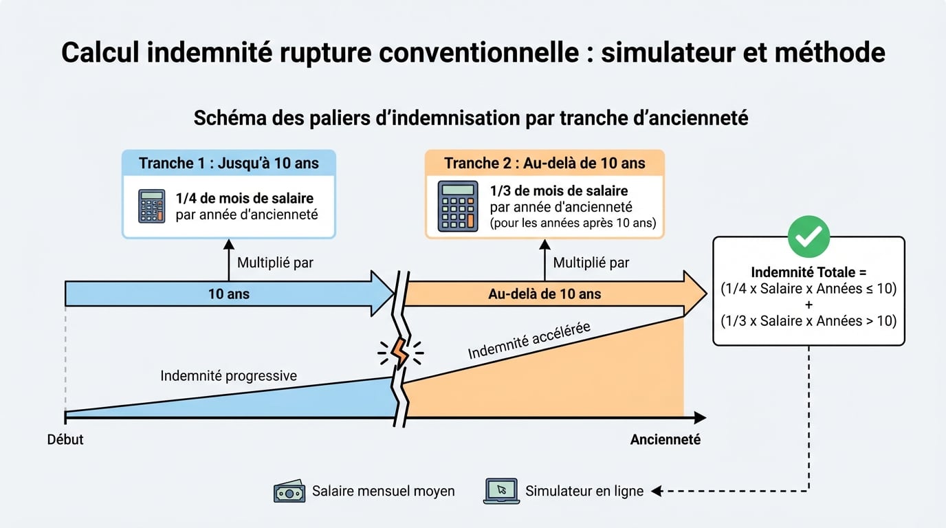 Schéma des paliers d'indemnisation par tranche d'ancienneté