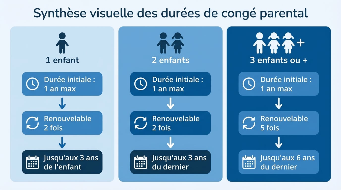 Synthèse visuelle des durées de congé parental