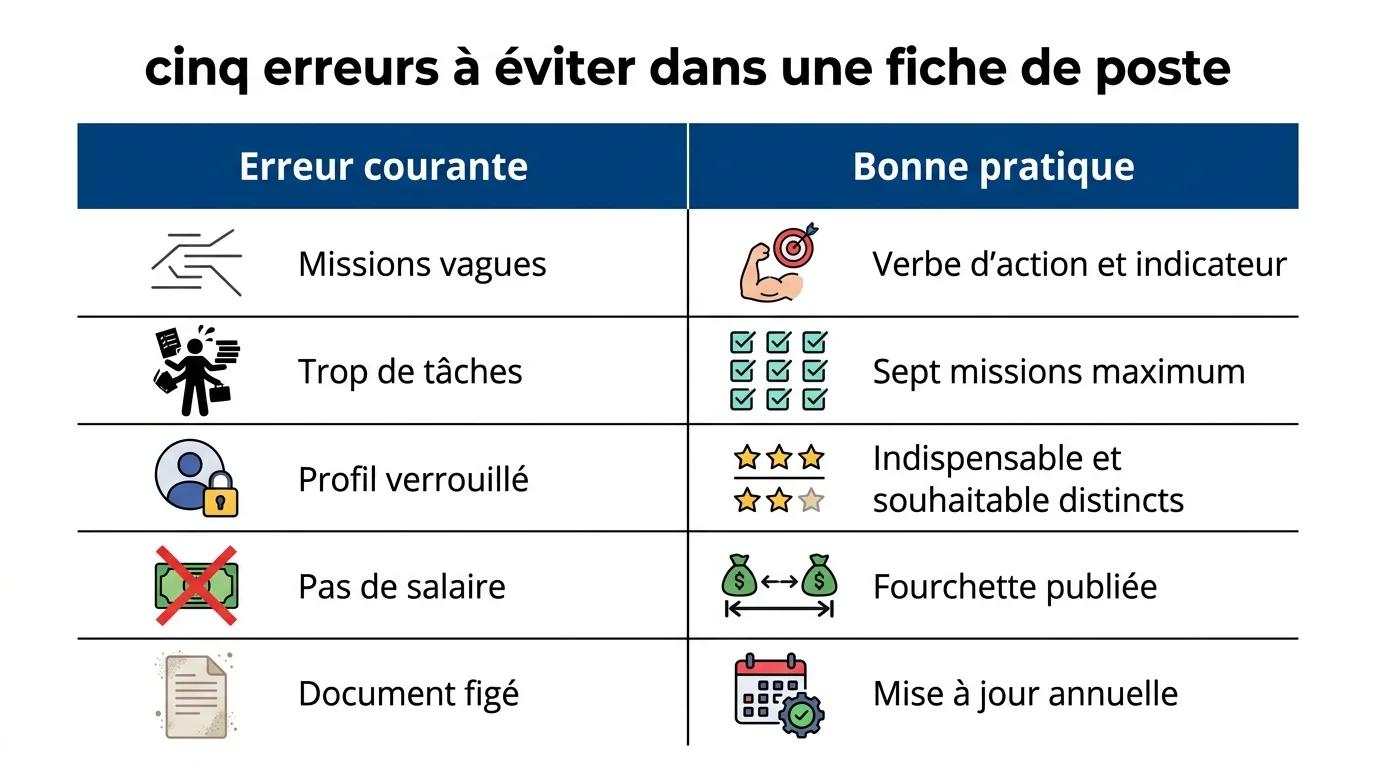 Cinq erreurs à éviter dans une fiche de poste
