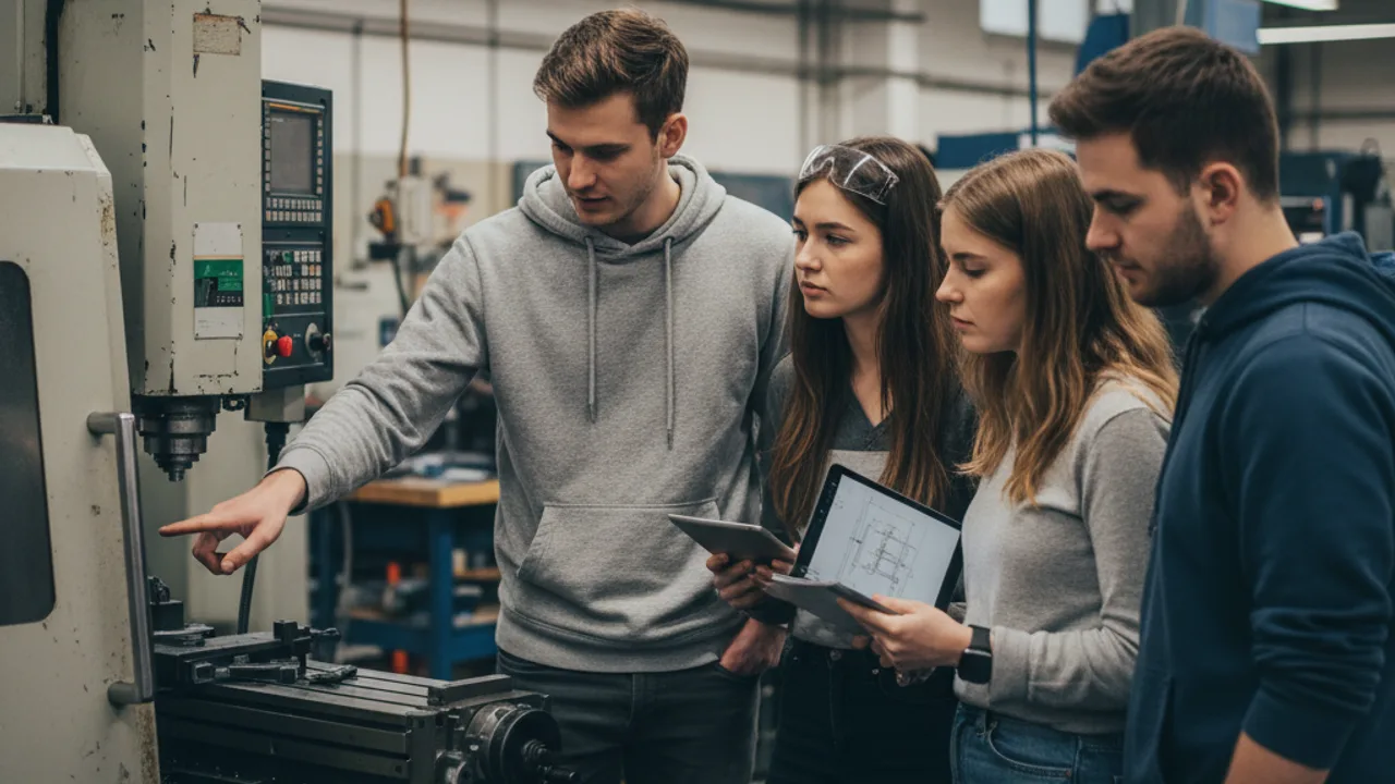 Étudiants ingénieurs en atelier