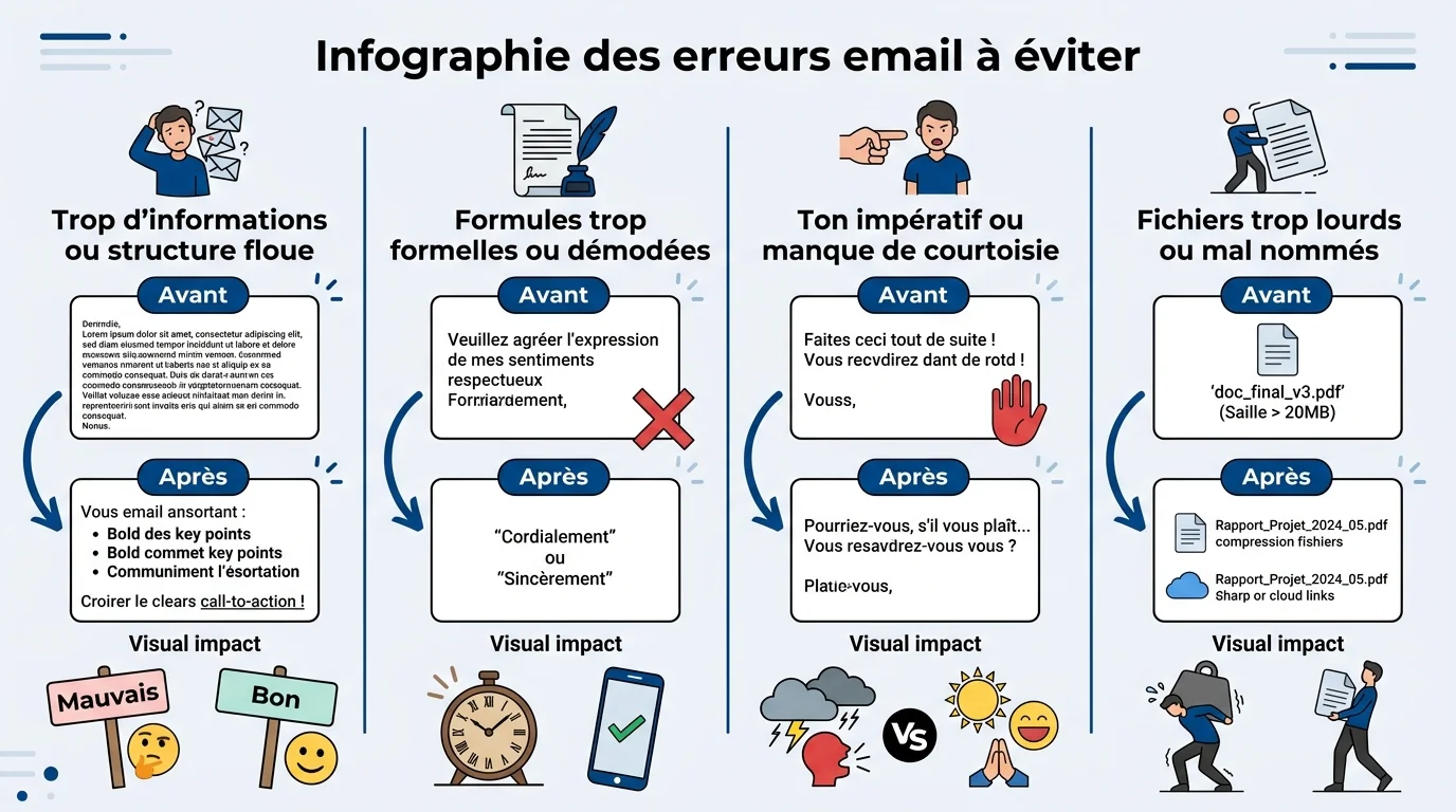 Infographie des erreurs email à éviter