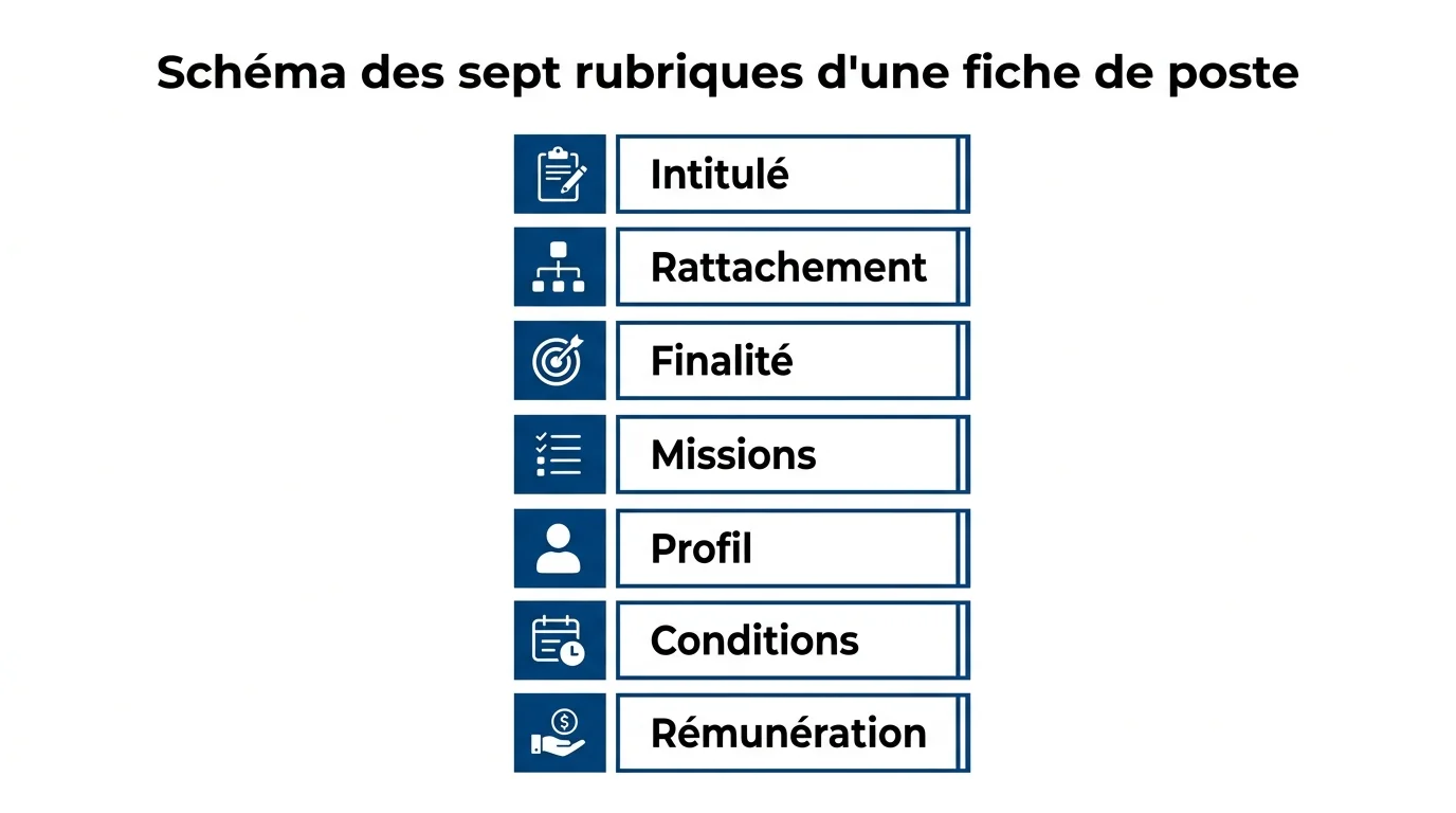Schéma des sept rubriques d'une fiche de poste