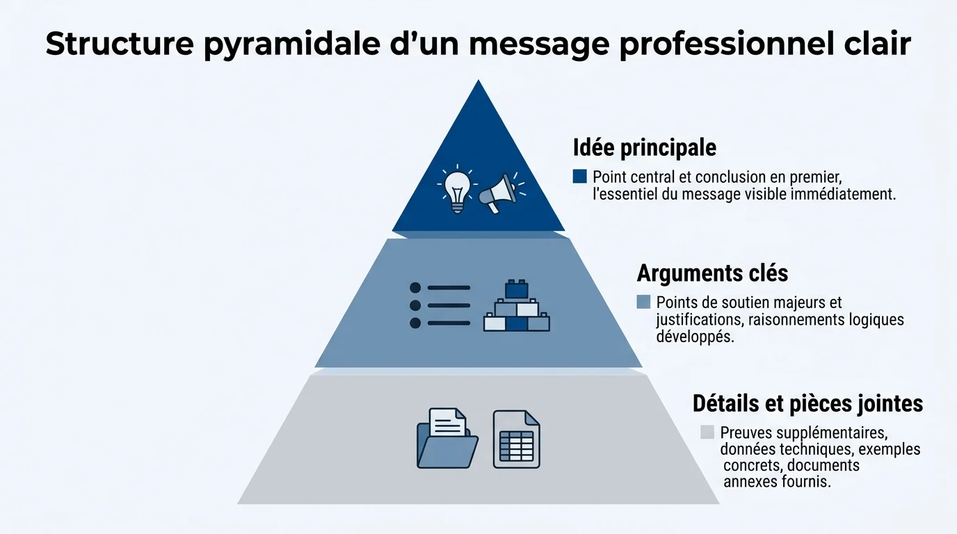 Structure pyramidale d'un message professionnel clair