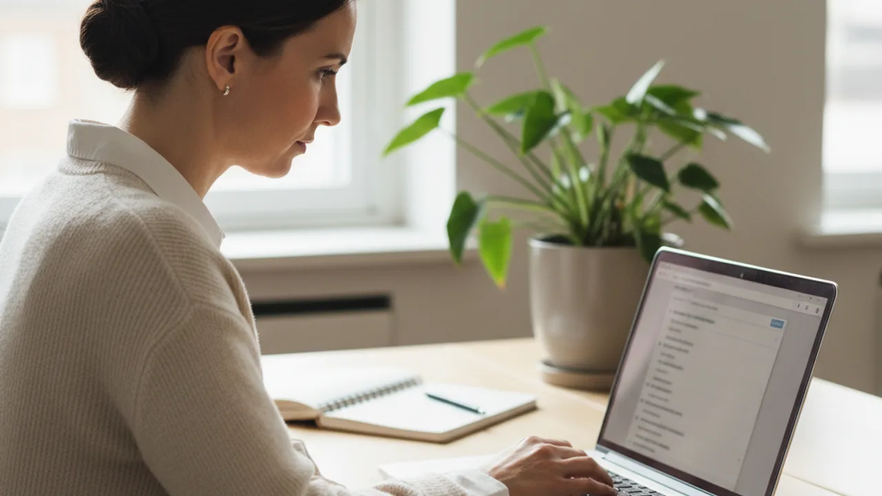 Une professionnelle gérant ses échanges depuis son adresse mail d'entreprise