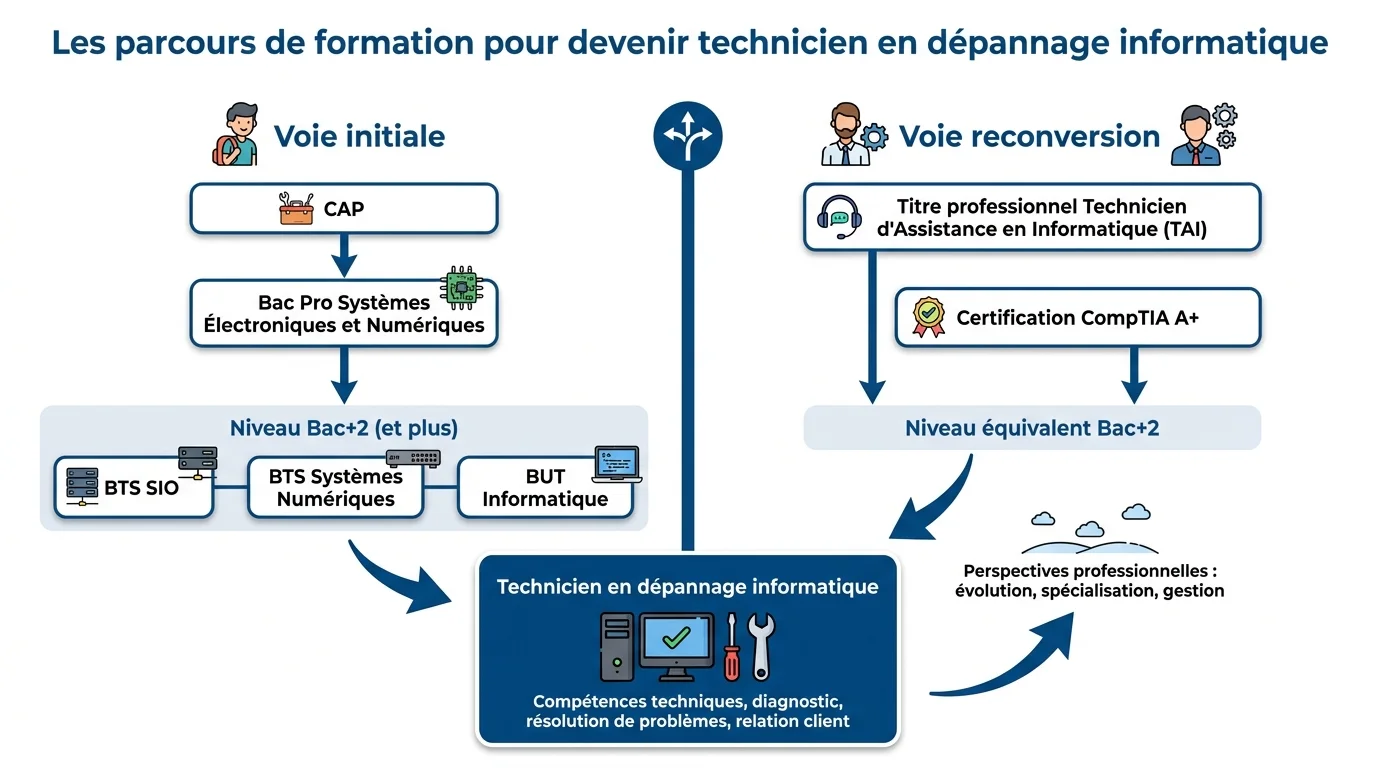 Les parcours de formation pour devenir technicien en depannage informatique